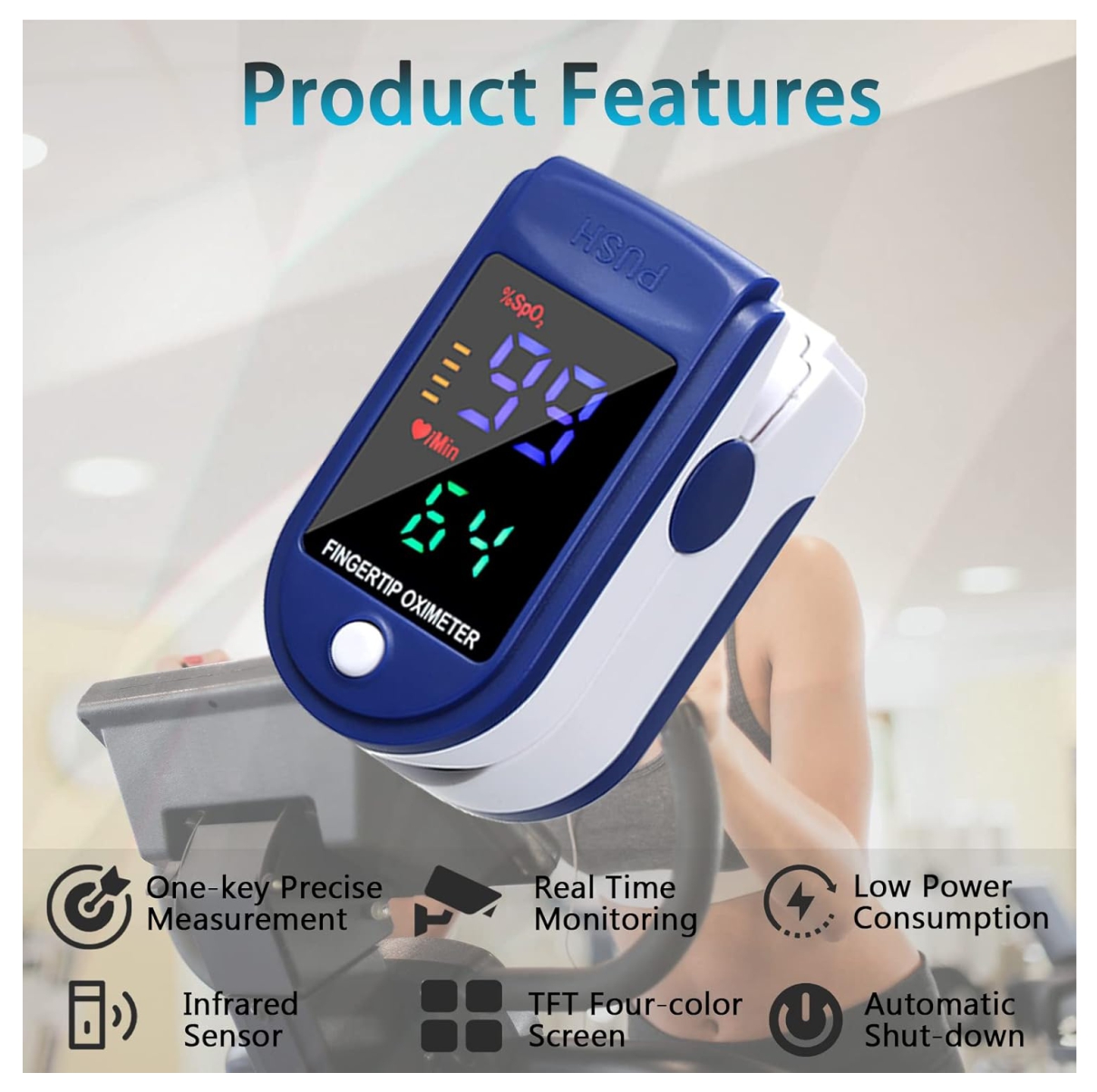 Oximetro de pulso monitor SpO2 sin curva